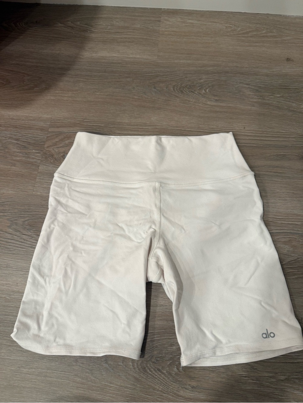 ALO Yoga White High-Rise Bike Shorts